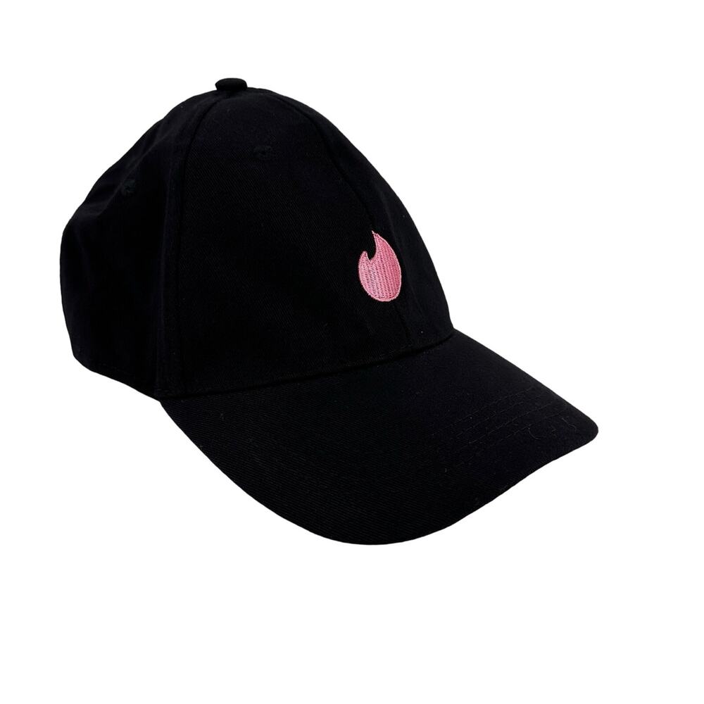 Tinder Flame Swipe Right Online Dating Pink Embroidered Ball Cap Hat One Size